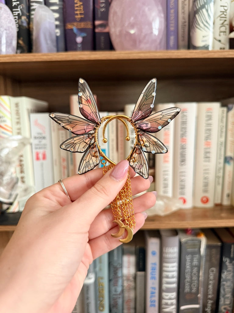 Gold + Sunset Moon Fairy Wing Ear Cuffs