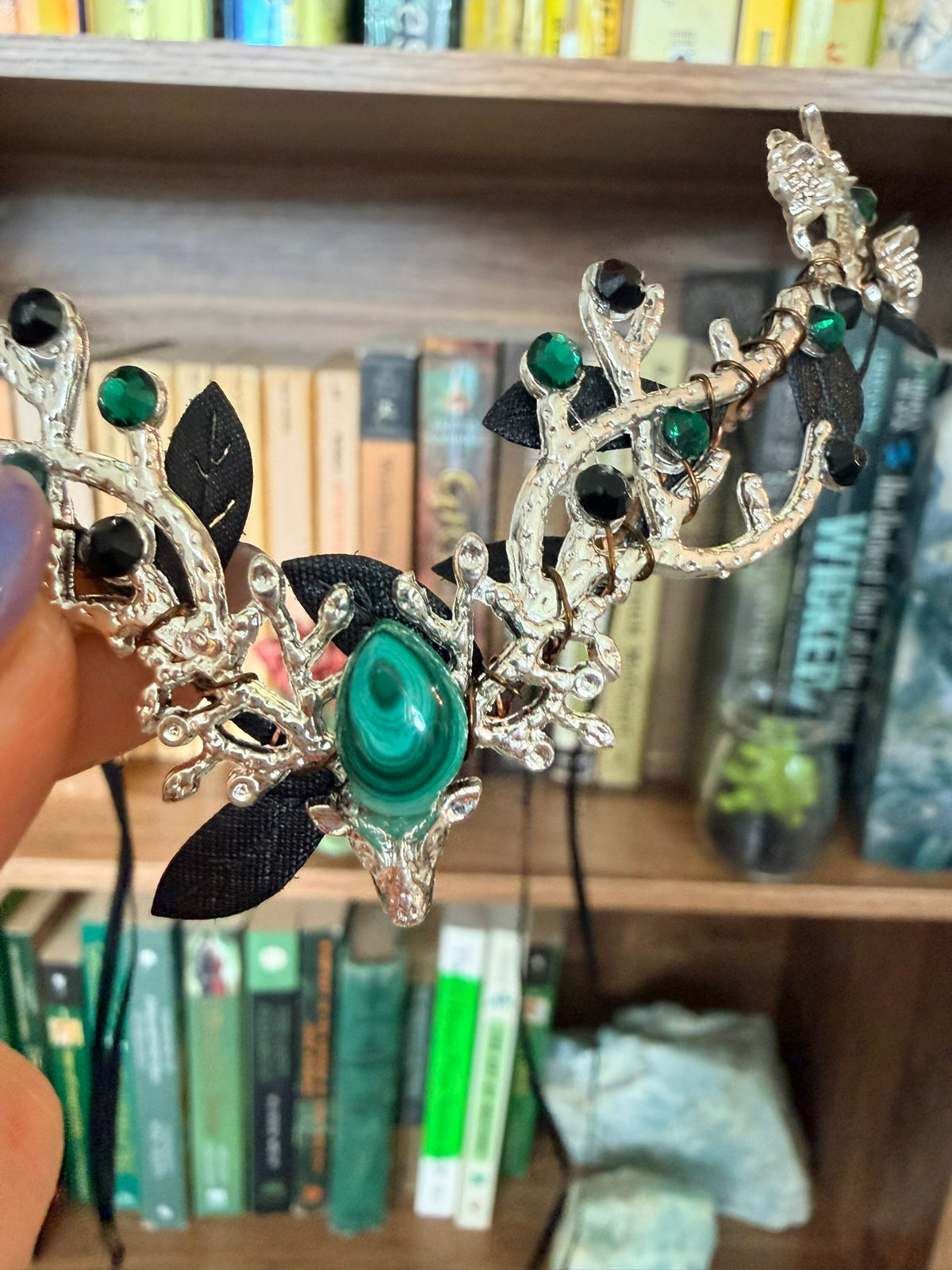Silver + Green Malachite Stag Circlet