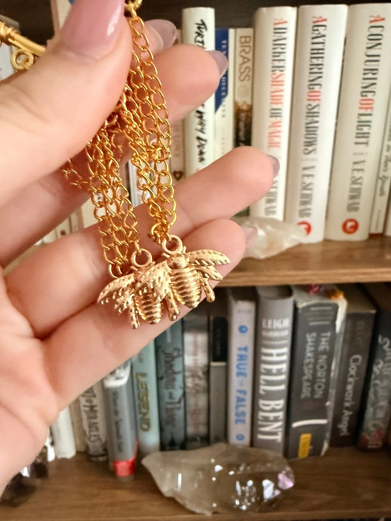 Gold + Teal Bee Fairy Wing Ear Cuffs