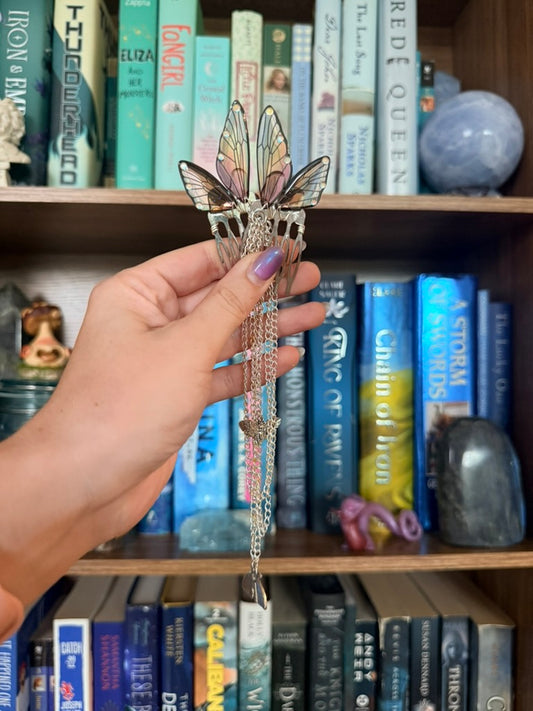 Silver + Sunset Luna Moth Fairy Wing Hair Chains