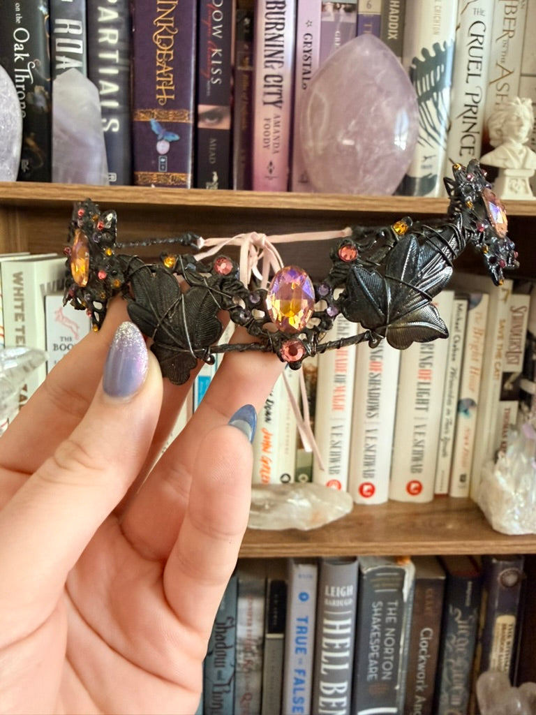 Black + Sunset Leaf Circlet Tiara (Large)
