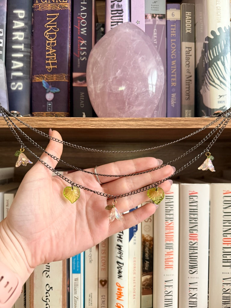 Black + Peach Fairy Garden Double Hair Swords