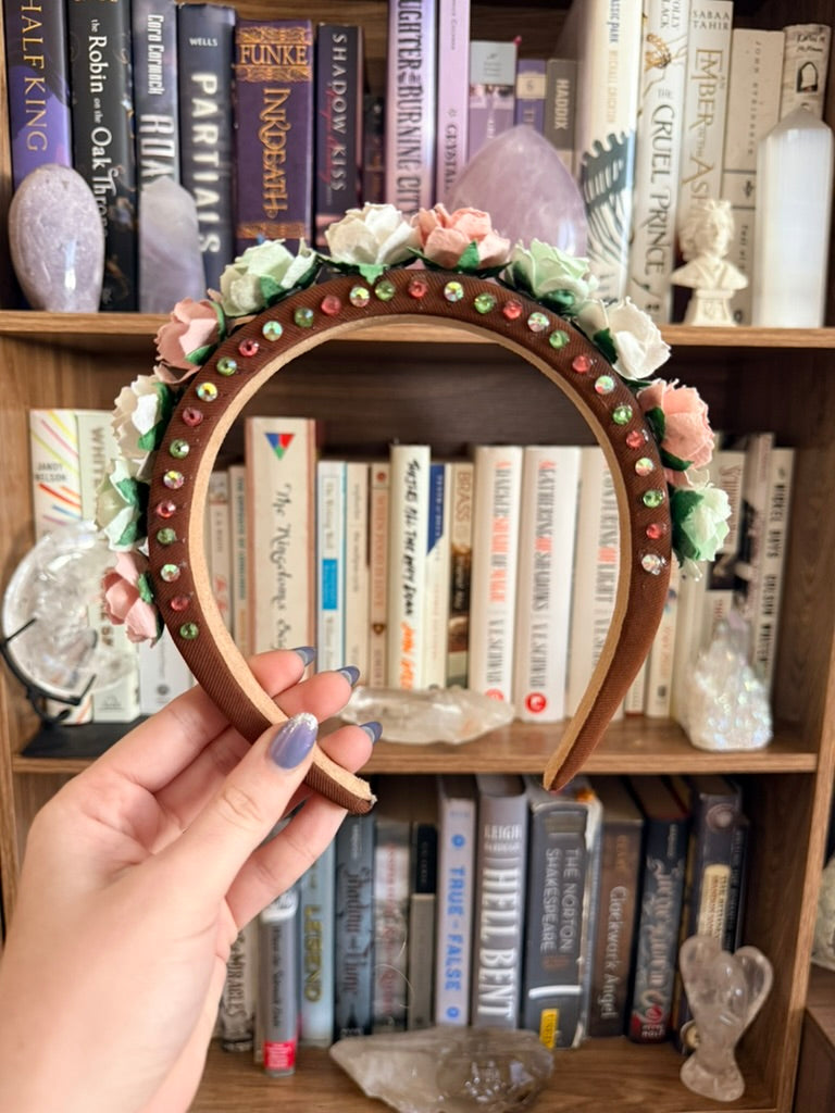 Green + Pink Flower Crown