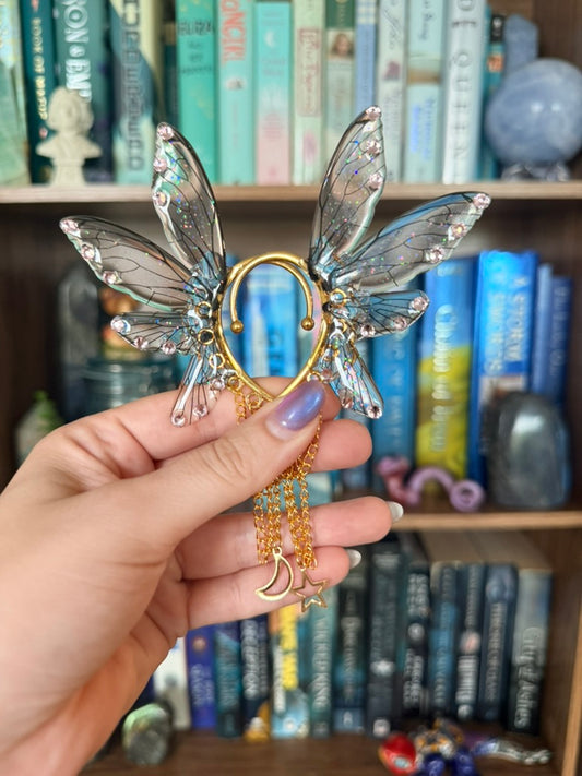 Gold + Brown Moon + Stars Fairy Wing Ear Cuffs