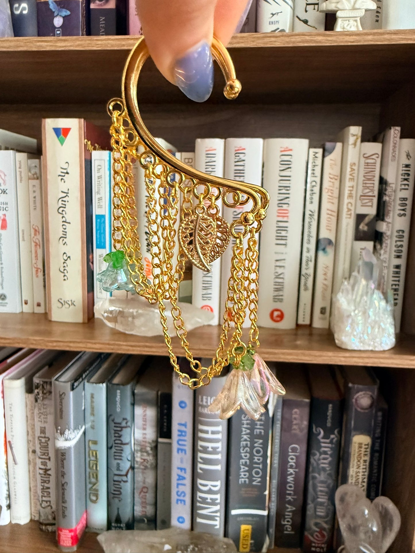 Gold Pink Flower Simple Ear Cuffs