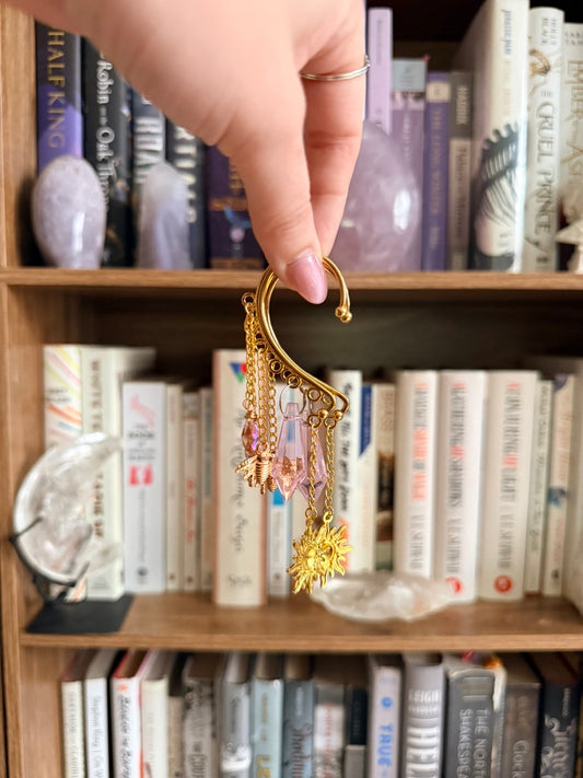 Gold Sun + Crystal Simple Ear Cuffs