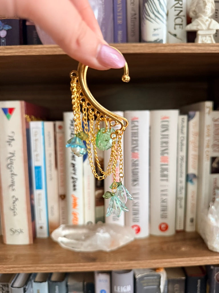 Gold + Blue Fairy Garden Ear Cuffs