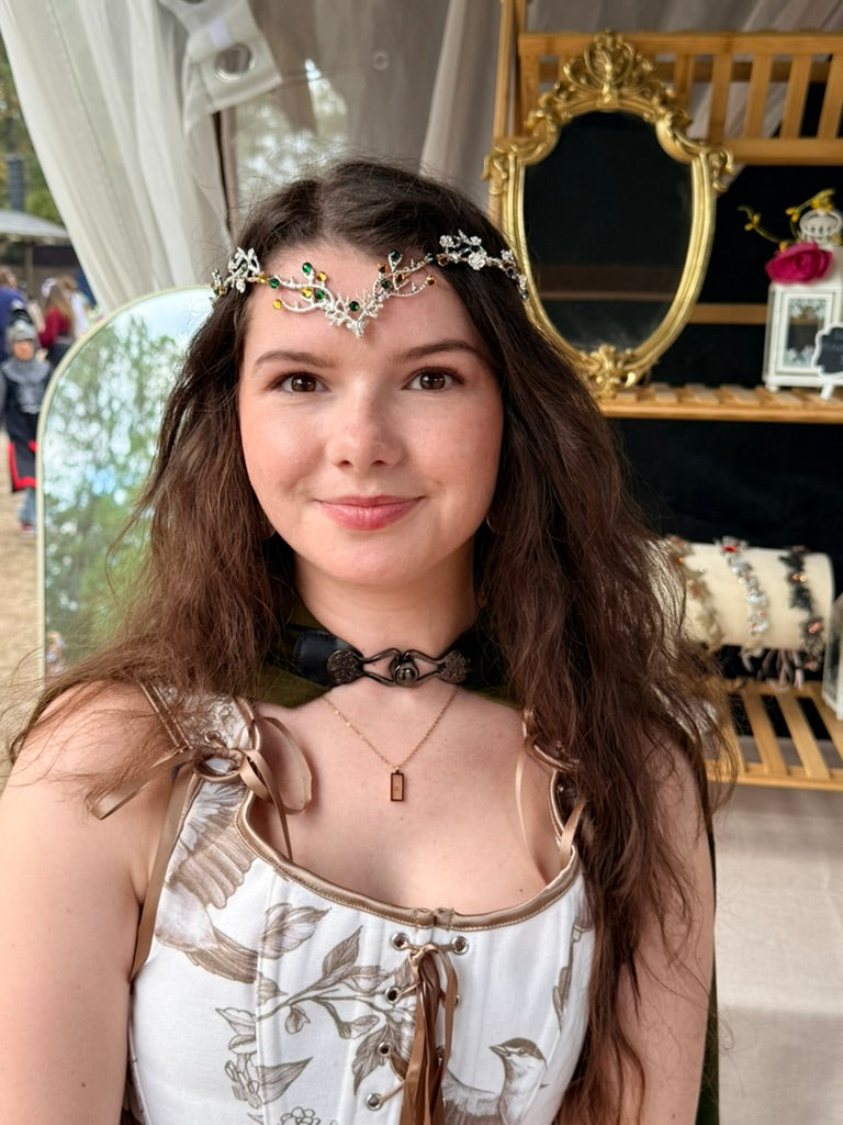 Black + Sunset Flower Moon Circlet Tiara (Medium)