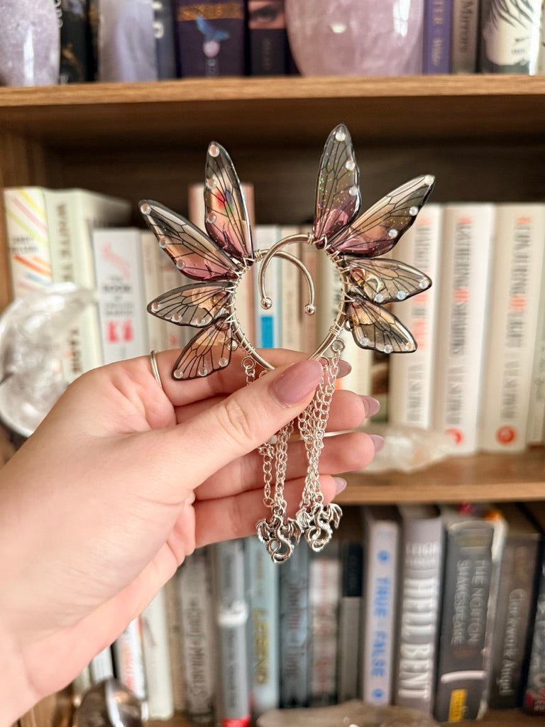 Silver + Sunset Dragon Fairy Wing Ear Cuffs