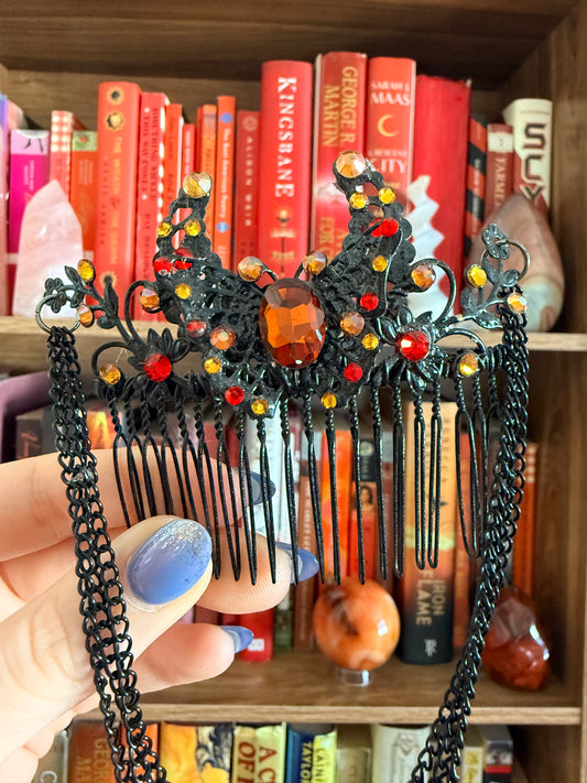 Black + Autumn Moon Hair Comb