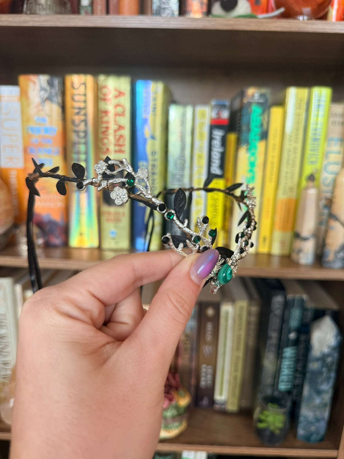 Silver + Green Malachite Stag Circlet