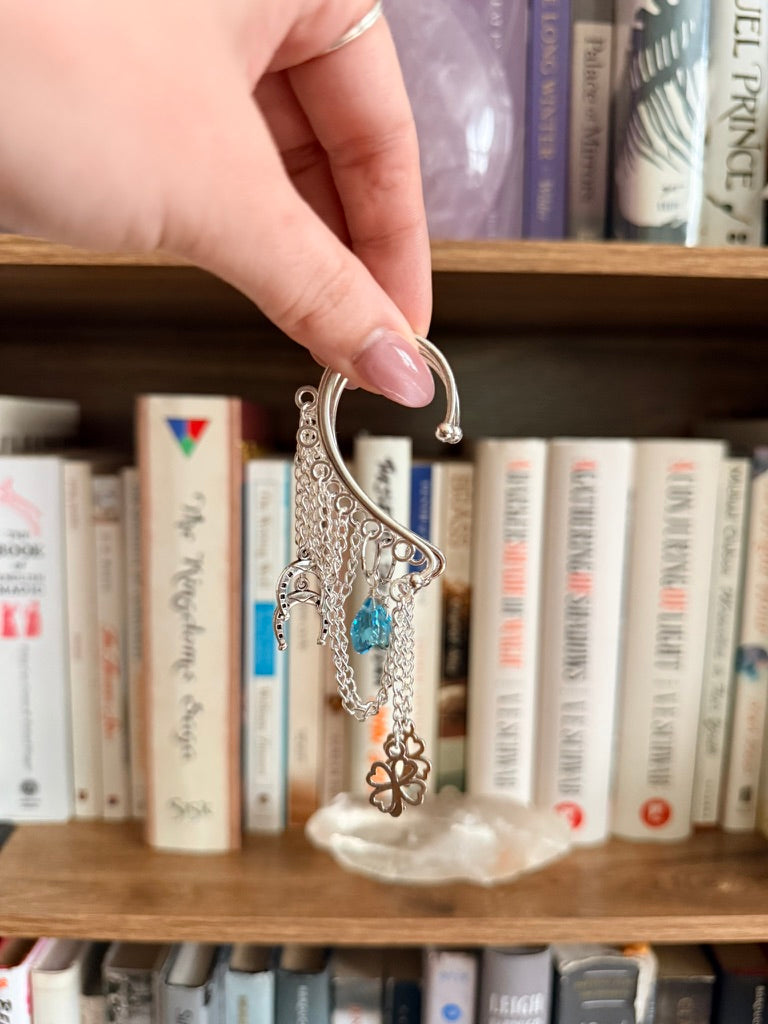 Silver + Blue Good Luck Babe Ear Cuffs