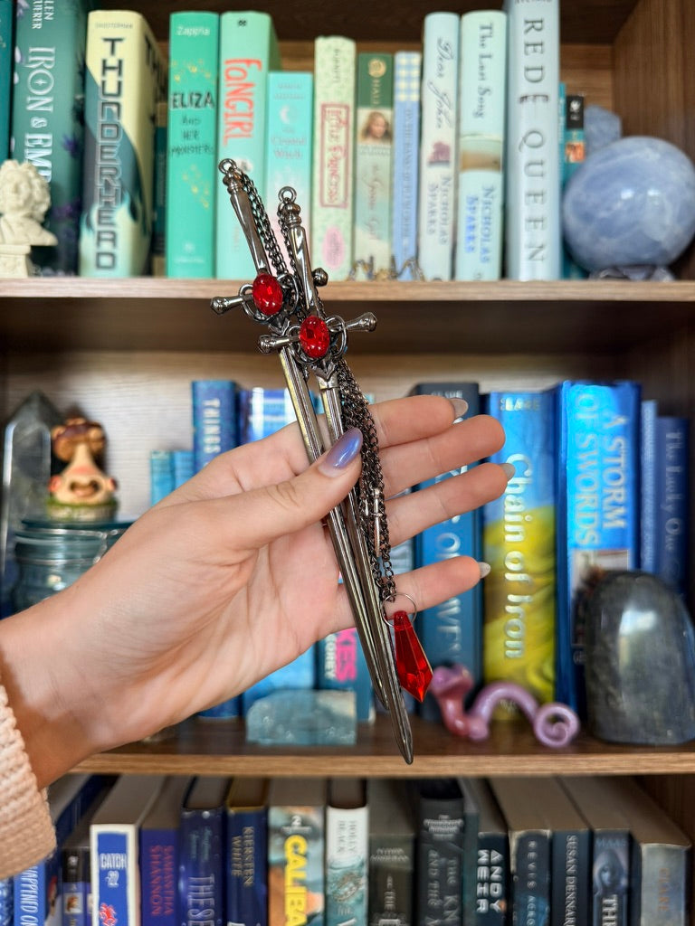 Black + Red Dragonslayer Double Hair Swords