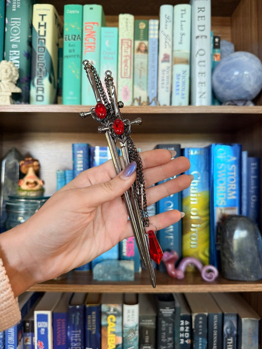 Black + Red Dragonslayer Double Hair Swords