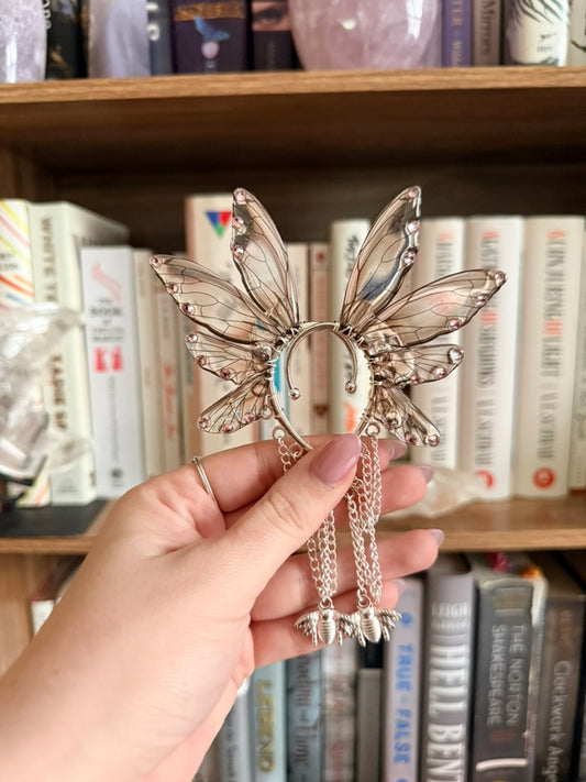 Silver + Brown Bee Fairy Wing Ear Cuffs