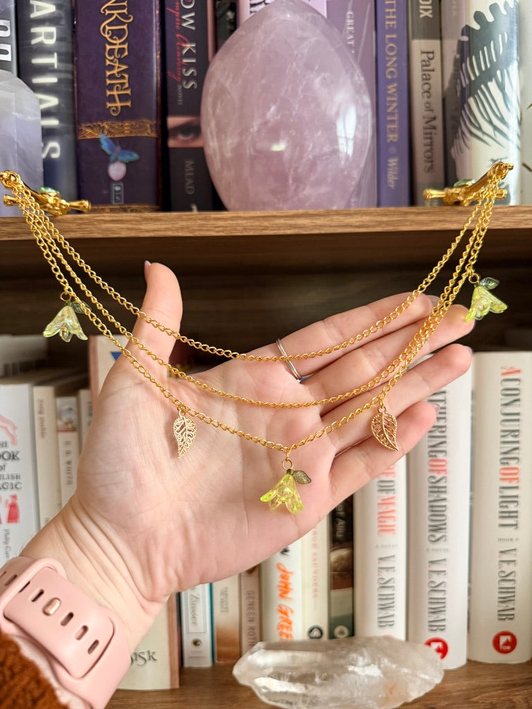 Gold + Lime Green Fairy Garden Double Hair Swords