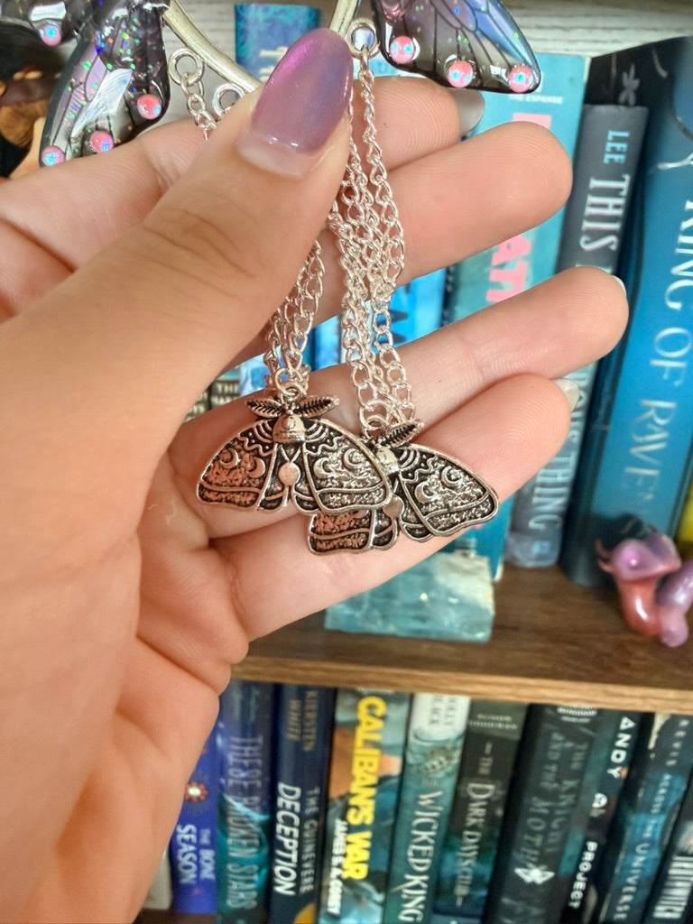 Silver + Purple Luna Moth Fairy Wing Ear Cuffs