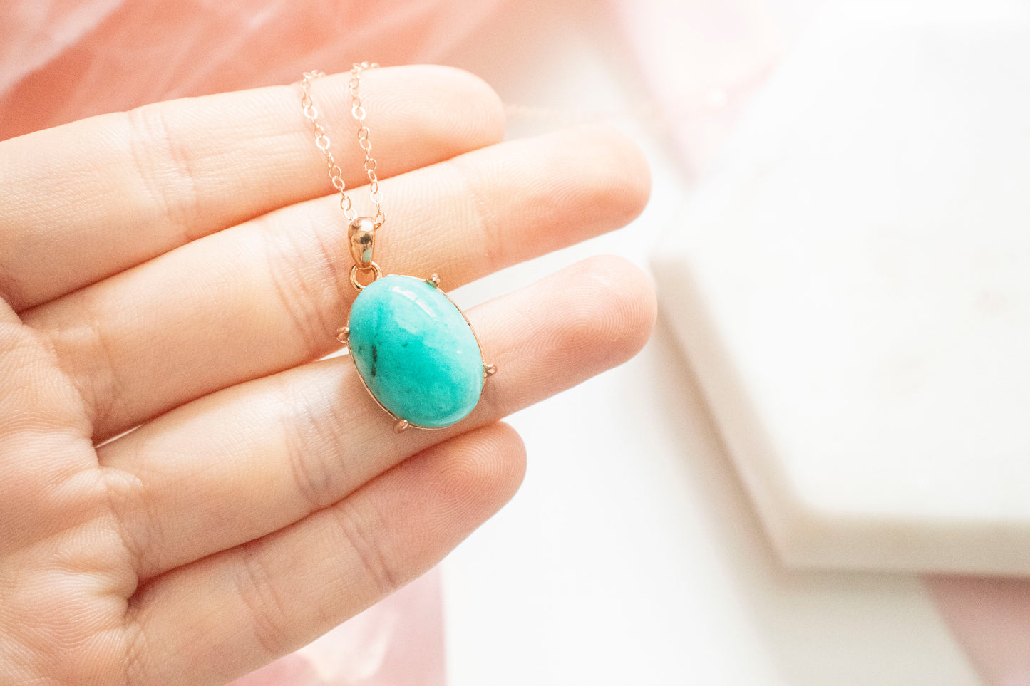 Nephele Amazonite Pendant (14k Rose Gold Fill)