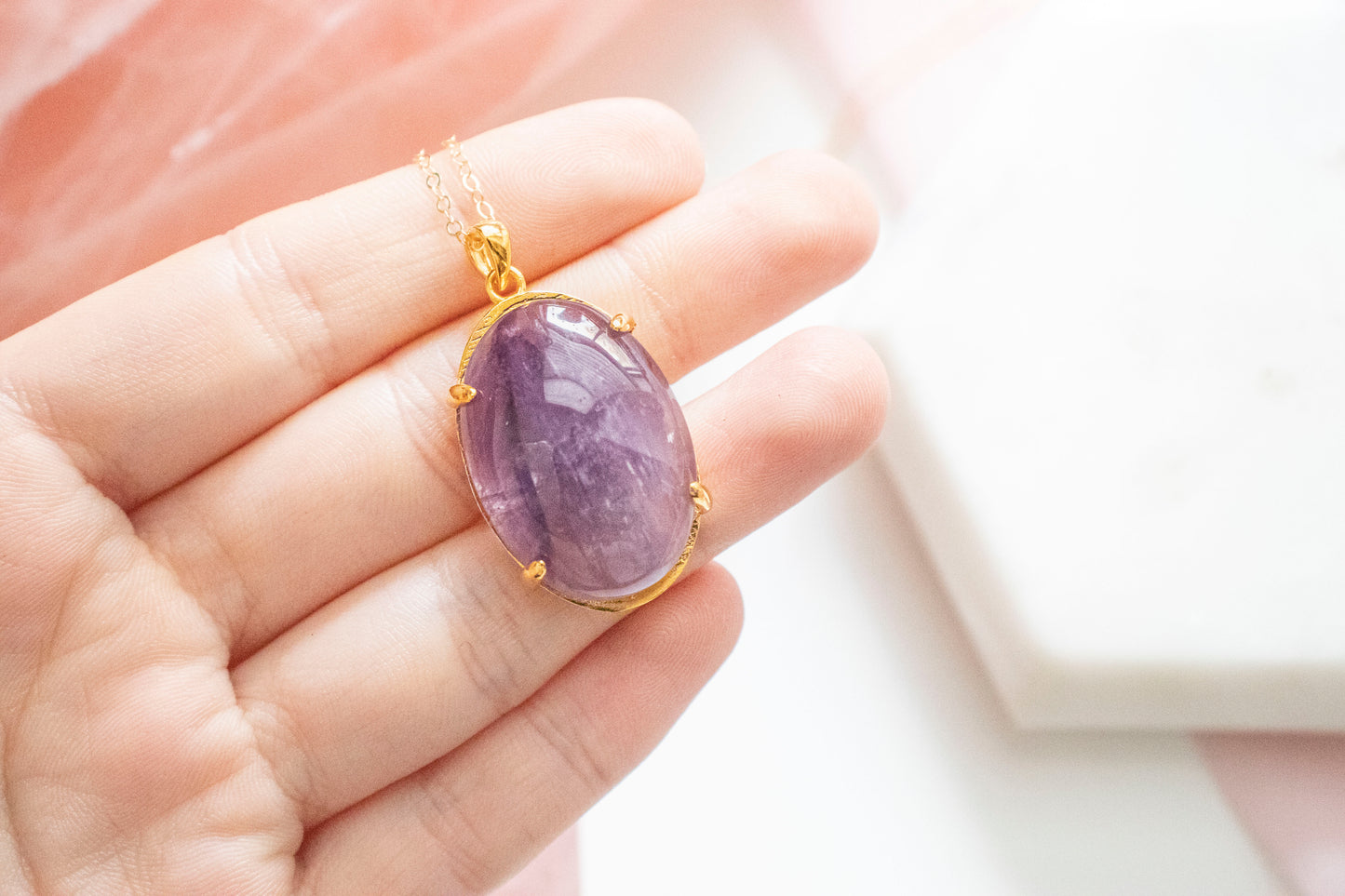 Nephele Amethyst Pendant (14k Gold Fill)