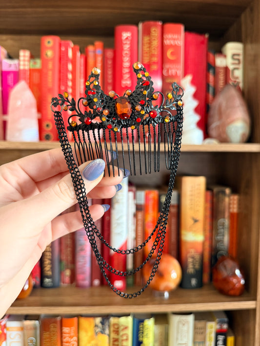 Black + Autumn Moon Hair Comb