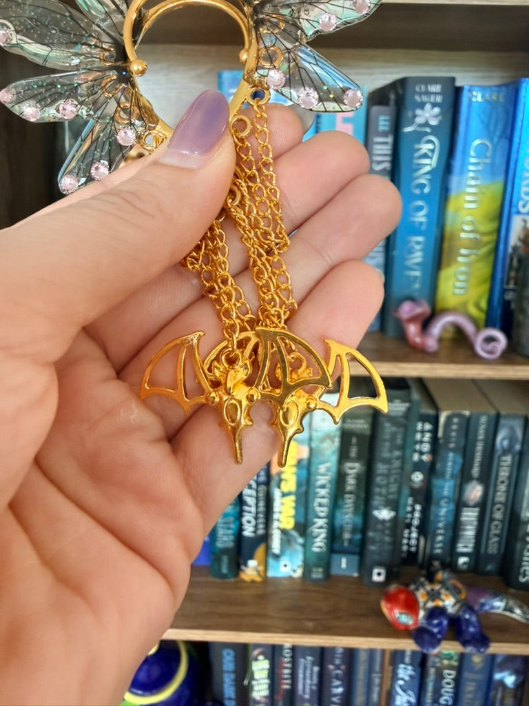 Gold + Brown Bat Fairy Wing Ear Cuffs