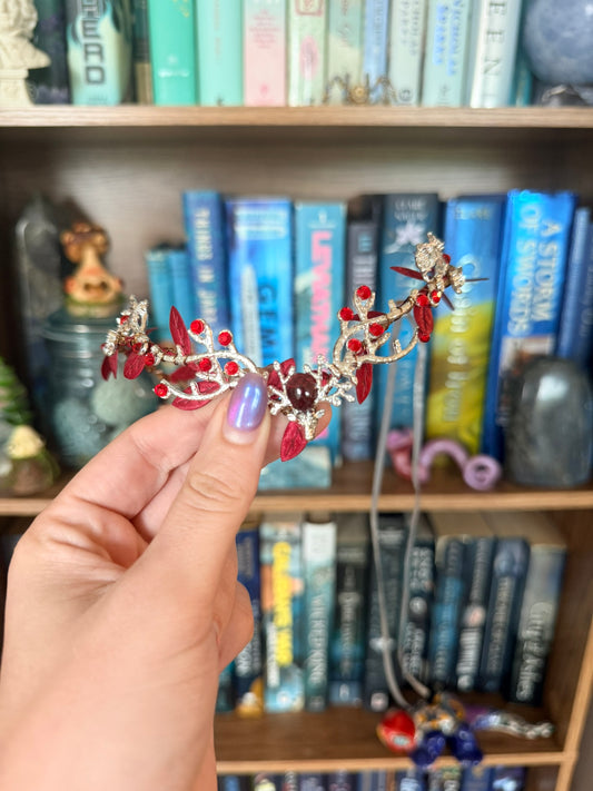 Silver + Red Garnet Stag Circlet
