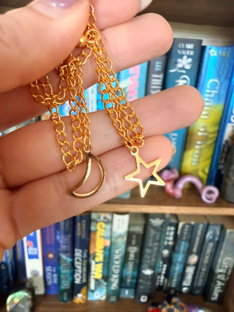 Gold + Purple Moon + Stars Fairy Wing Ear Cuffs