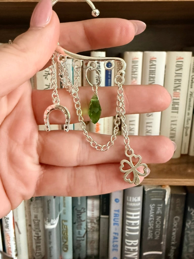 Silver + Green Good Luck Babe Ear Cuffs