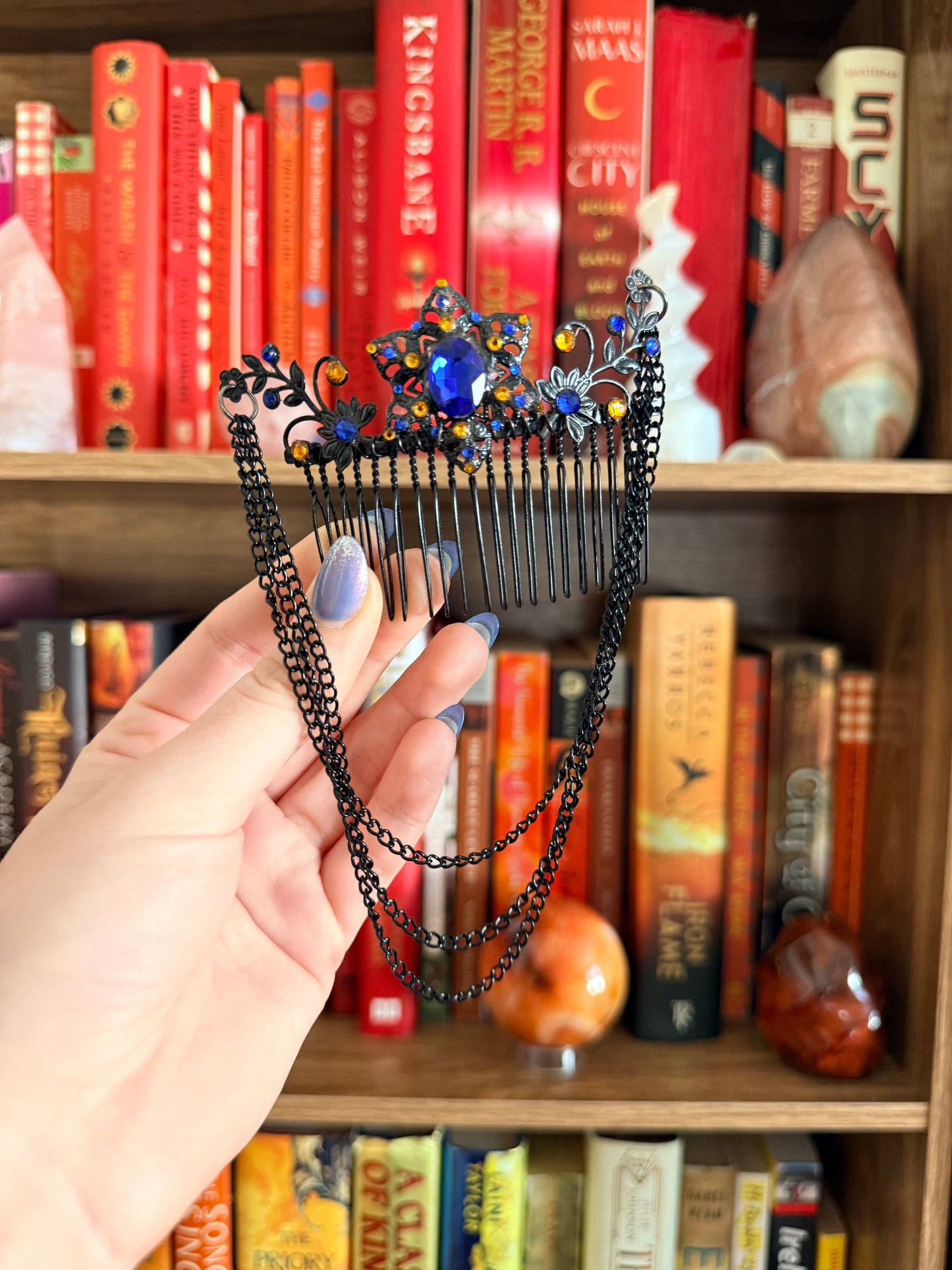 Black + Blue Moon Hair Comb
