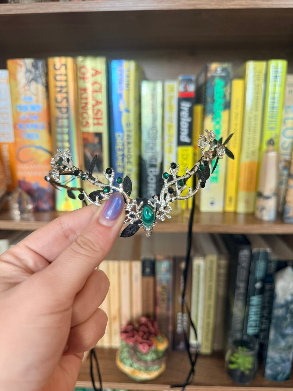 Silver + Green Malachite Stag Circlet