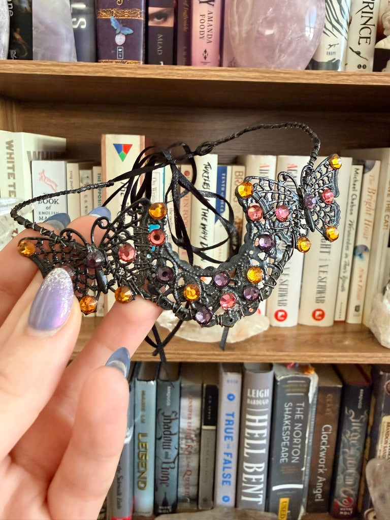 Black + Sunset Moon Butterfly Circlet Tiara (Small)