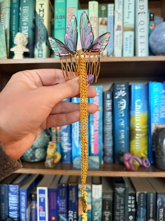 Gold + Purple Dragonslayer Fairy Wing Hair Chains