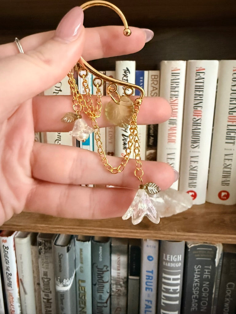 Gold + White Fairy Garden Ear Cuffs