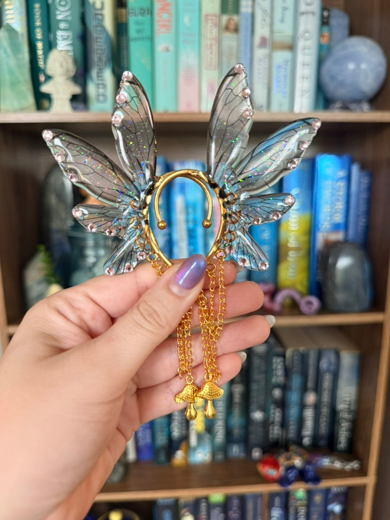 Gold + Brown Mushroom Fairy Wing Ear Cuffs