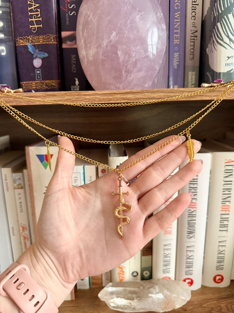 Gold + Purple Snake Double Hair Swords