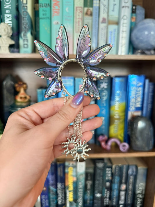 Silver + Purple Sun Fairy Wing Ear Cuffs