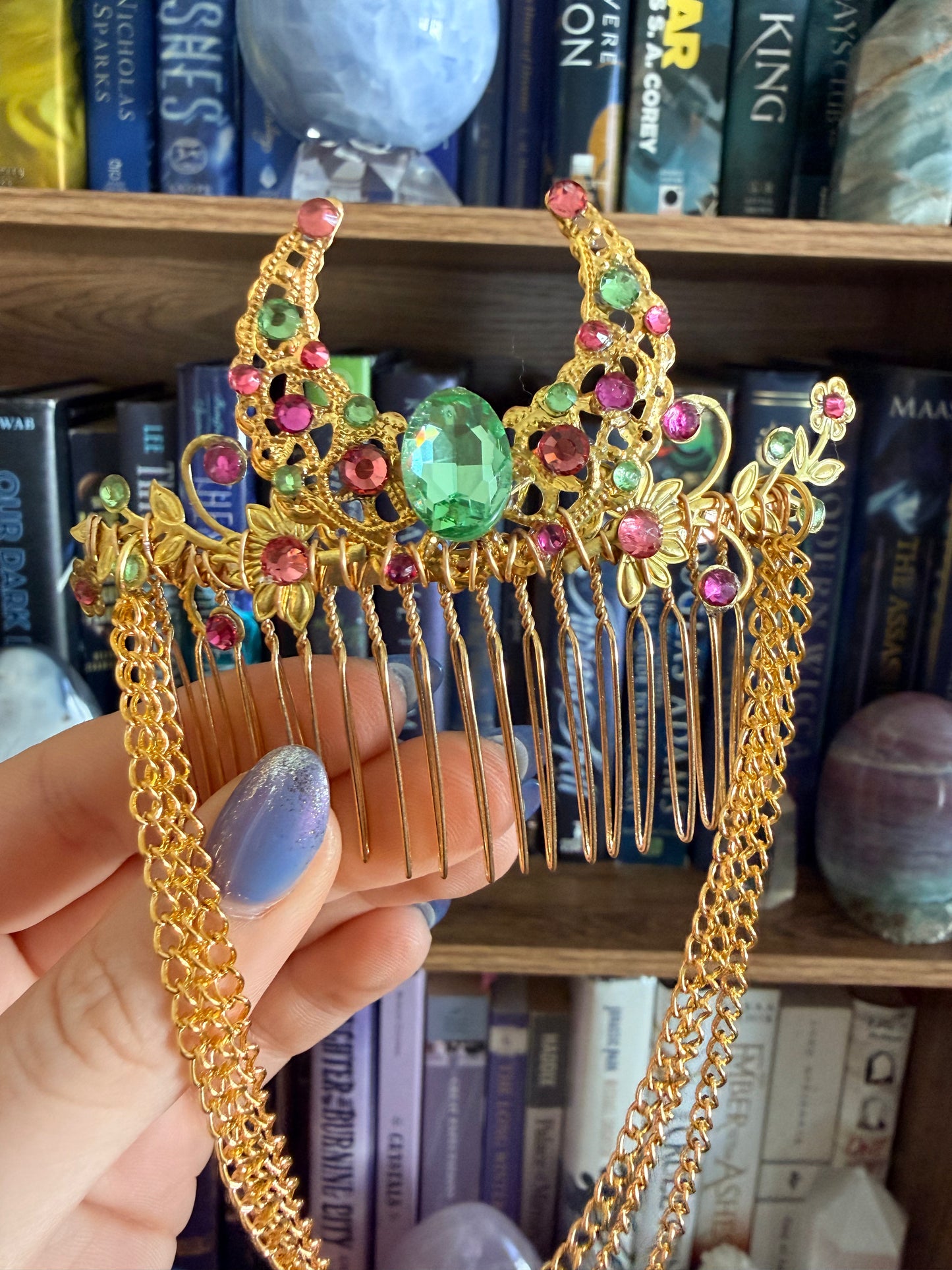 Gold + Kiwi Moon Hair Comb