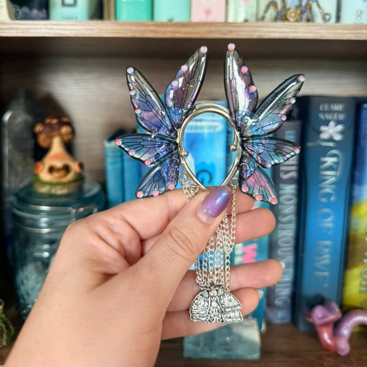 Silver + Purple Luna Moth Fairy Wing Ear Cuffs