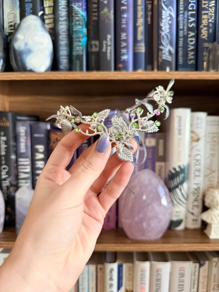 Silver + Lime Green Stag Circlet Tiara (Small)