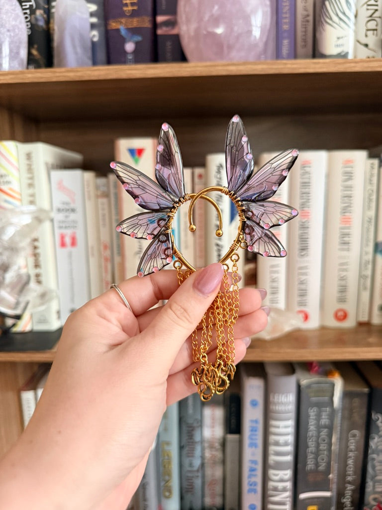 Gold + Purple Dragon Fairy Wing Ear Cuffs