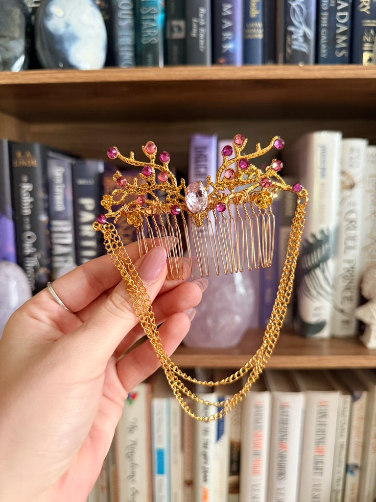 Gold + Pink Stag Hair Comb