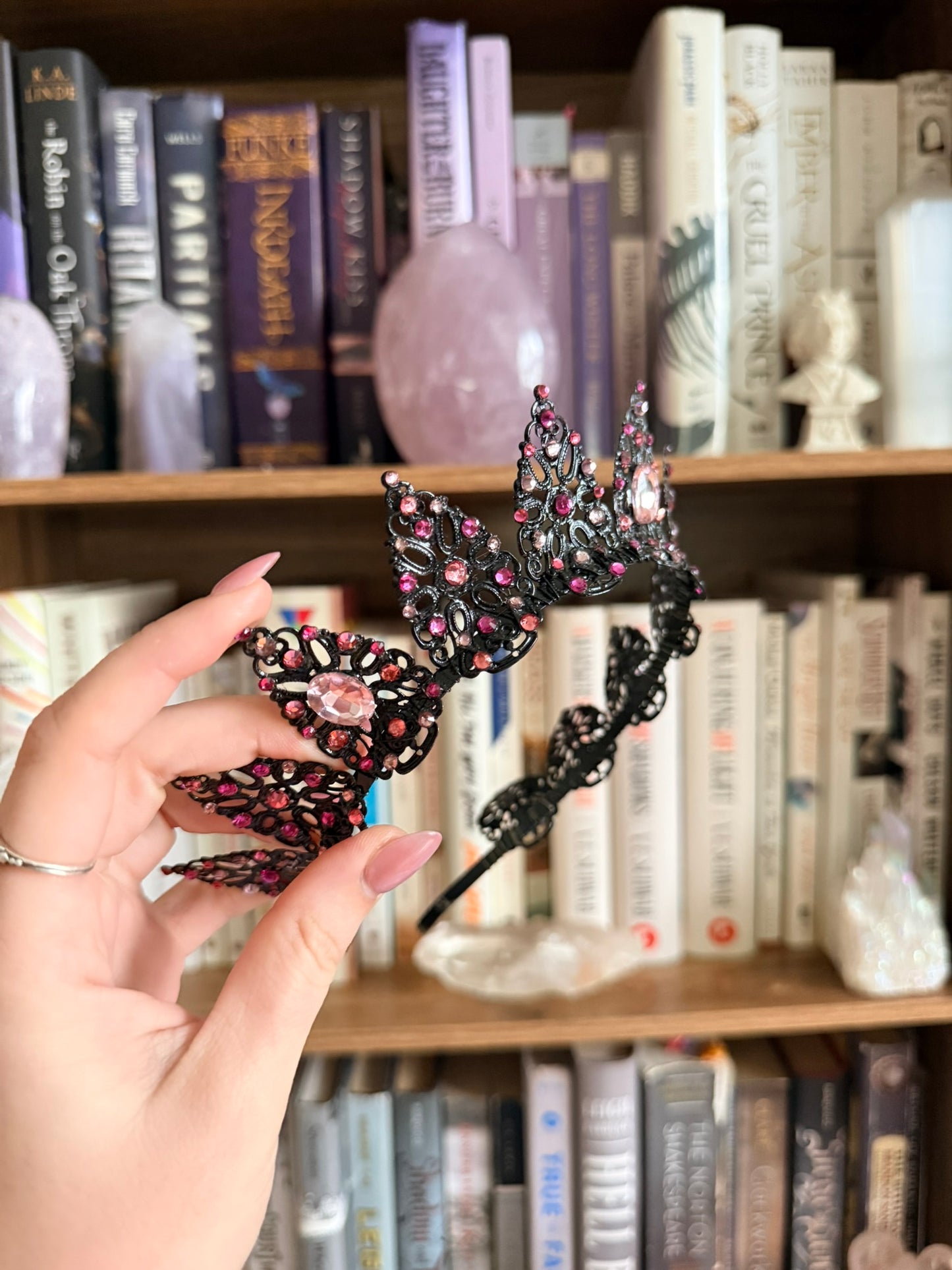 Black + Pink Tiara (Medium)