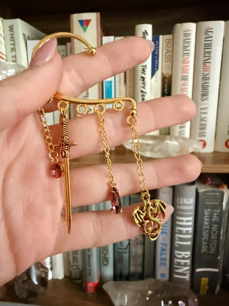 Gold + Pink Dragonslayer Ear Cuffs