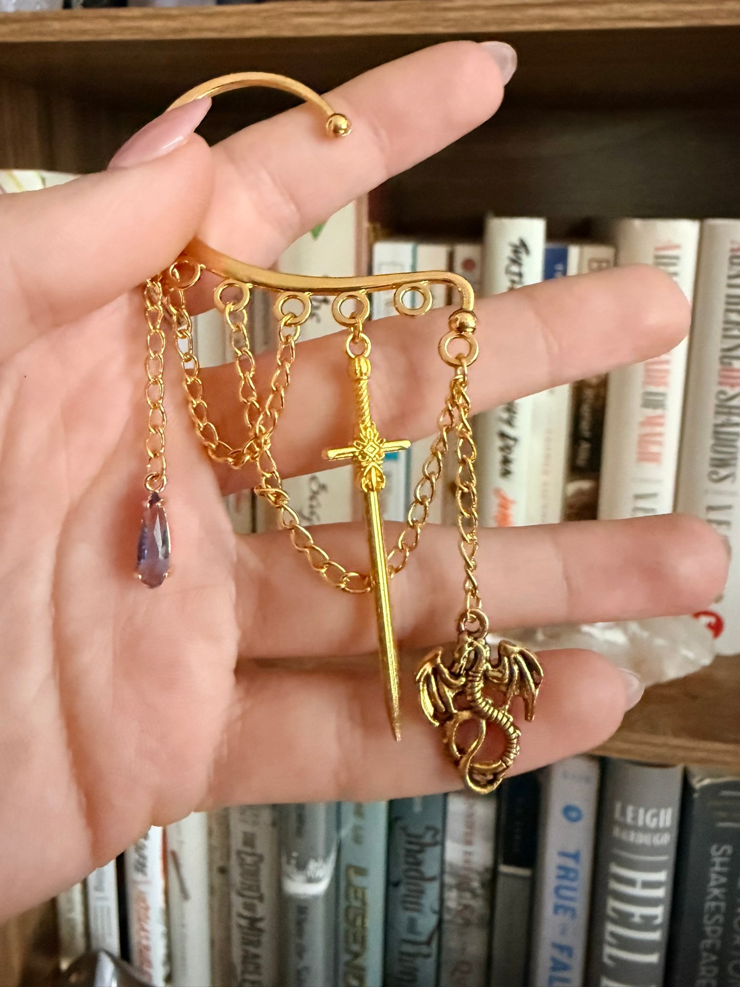 Gold + Blue Dragonslayer Ear Cuffs