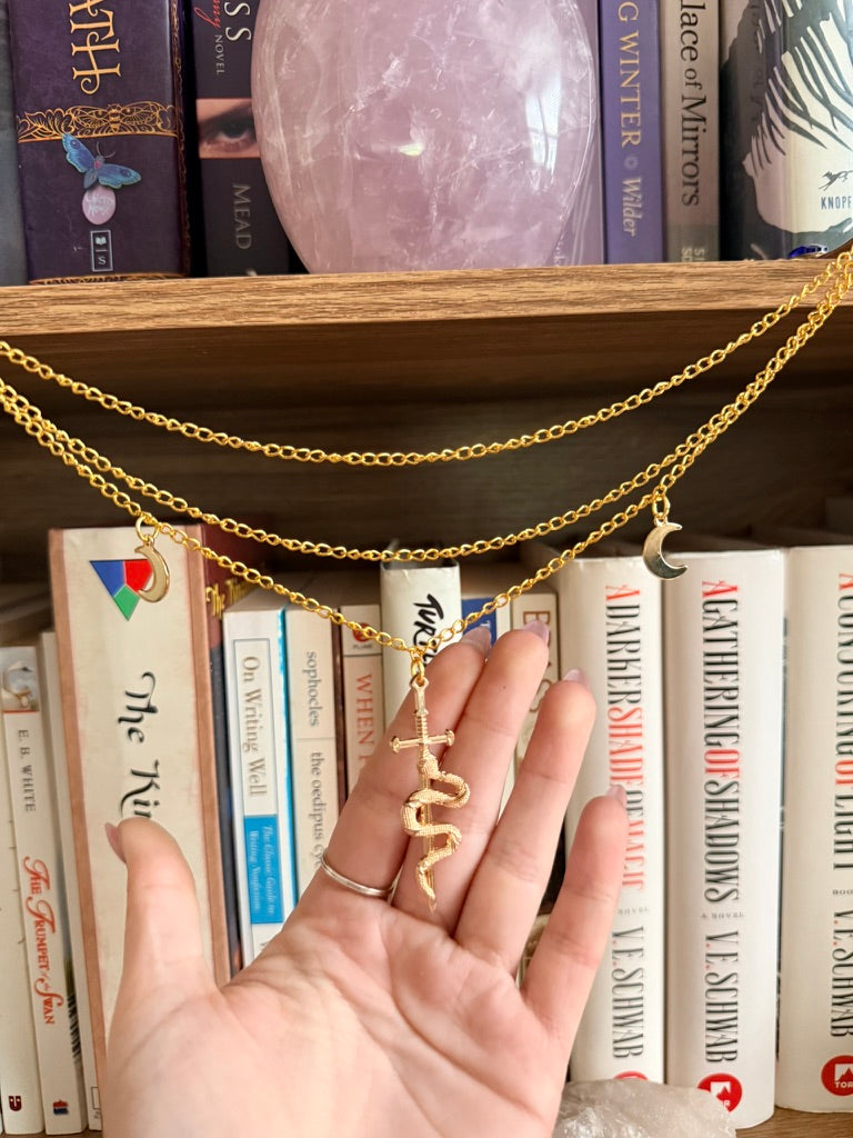 Gold + Blue Snake Double Hair Swords