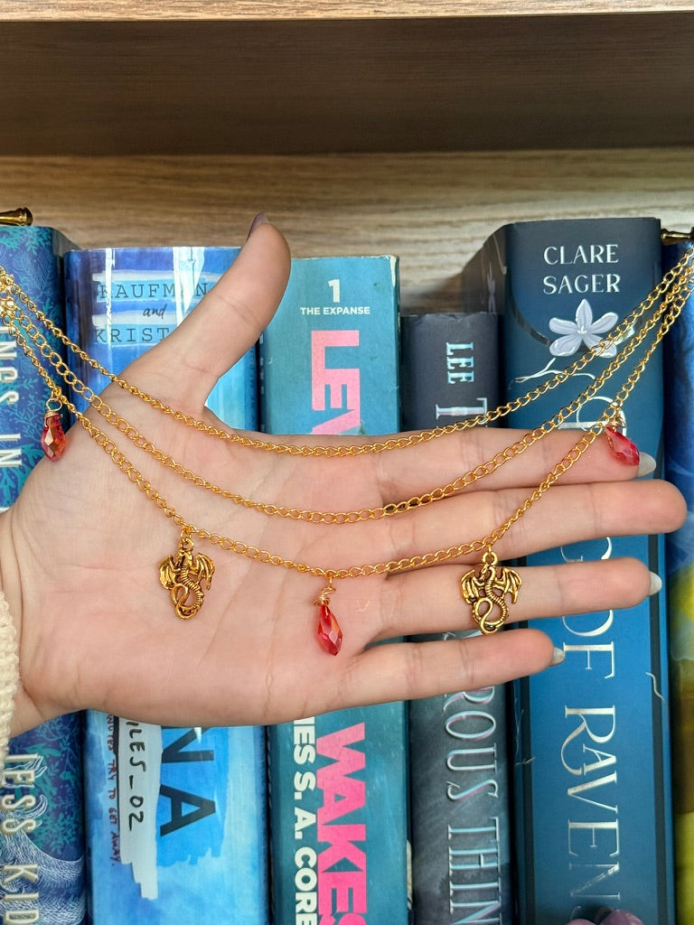 Gold + Red Dragon Double Hair Swords