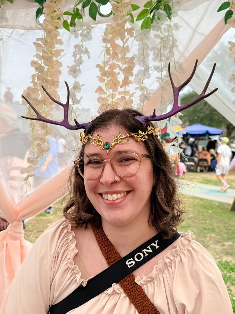 Black + Sunset Flower Moon Circlet Tiara (Medium)