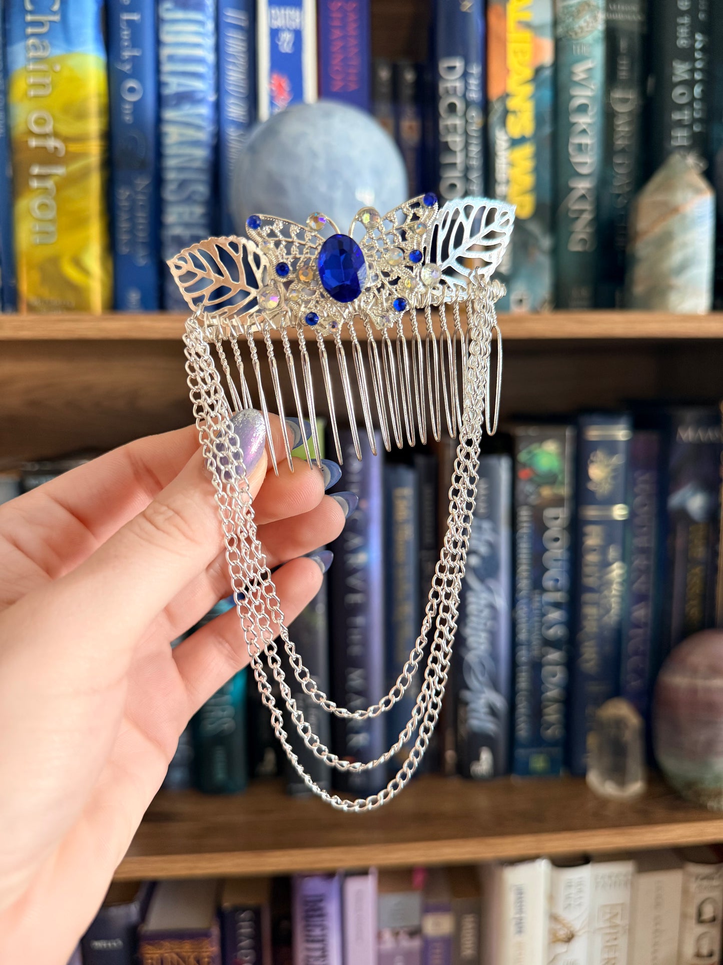 Silver + Blue Butterfly Hair Comb