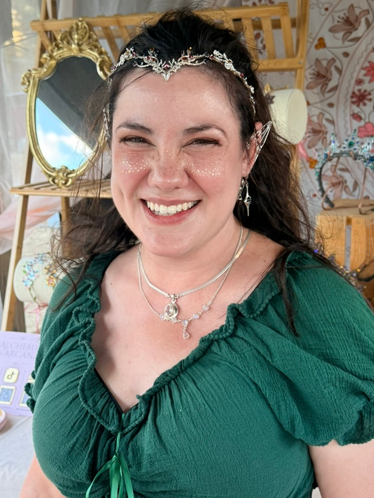 Black + Sunset Flower Moon Circlet Tiara (Medium)