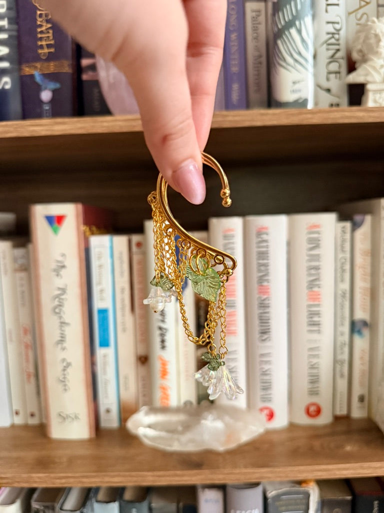Gold + White Fairy Garden Ear Cuffs
